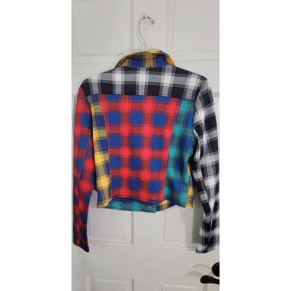 Carmin Women's Tartan Color Block Long Sleeve Patched Plaid Flannel Large - Picture 6 of 15